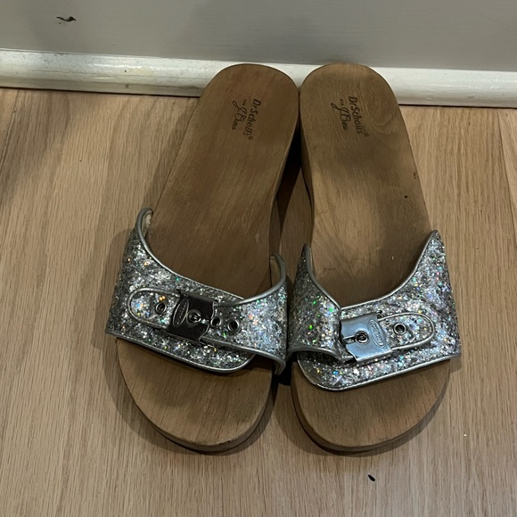 Dr. Scholl's For J. Crew Woman’s Silver Sparkle Sandals Limited Edition Size 6 - Picture 6 of 10
